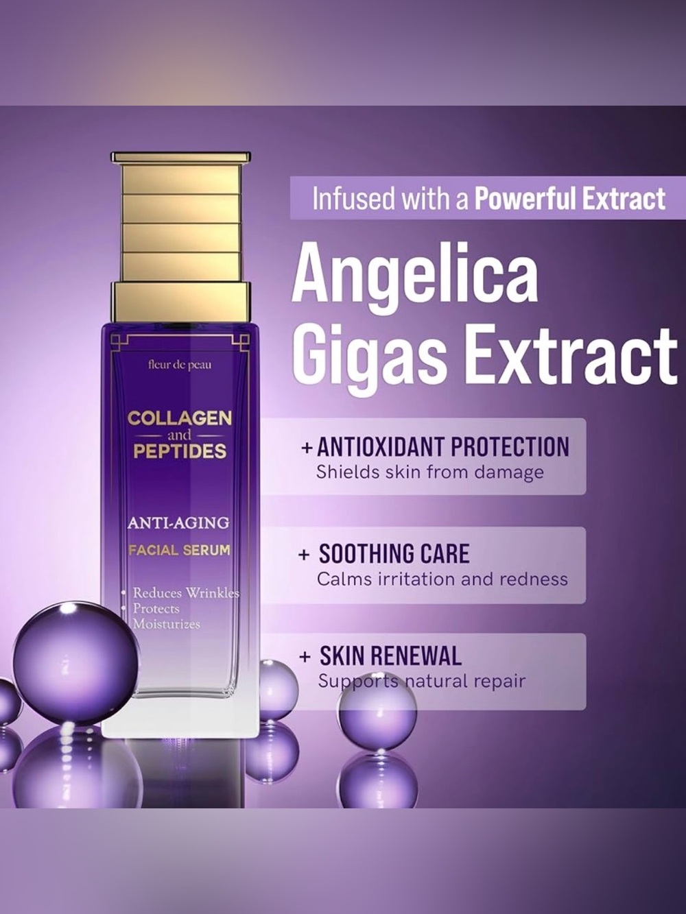 Collagen & Peptides Anti-Aging Facial Serum — Purple